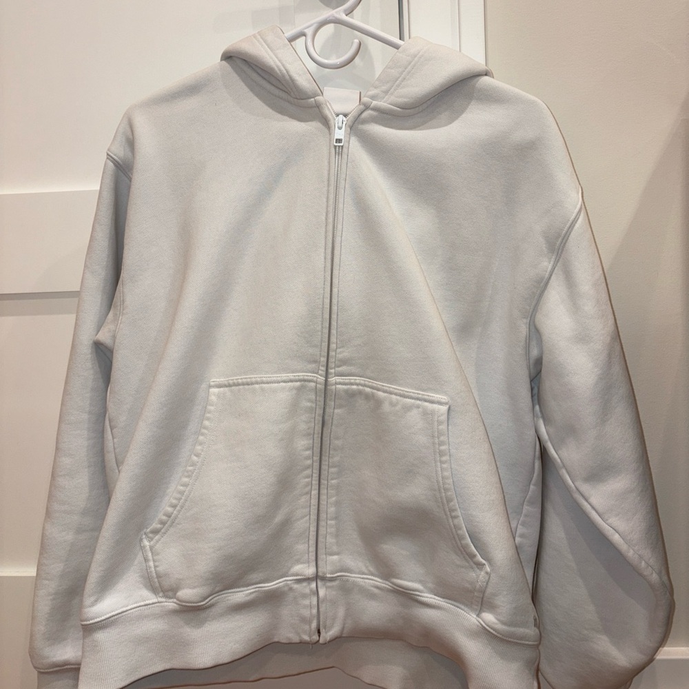 TNA White Cozy Fleece Zip-Up